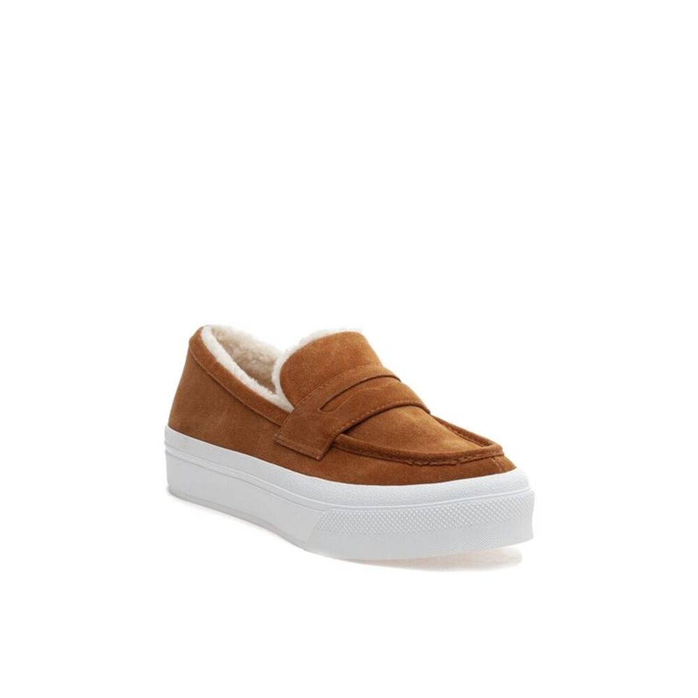 J SLIDES Womens Brown Penny Strap Apron Loafer Giles Platform Sneakers Shoes 6 M